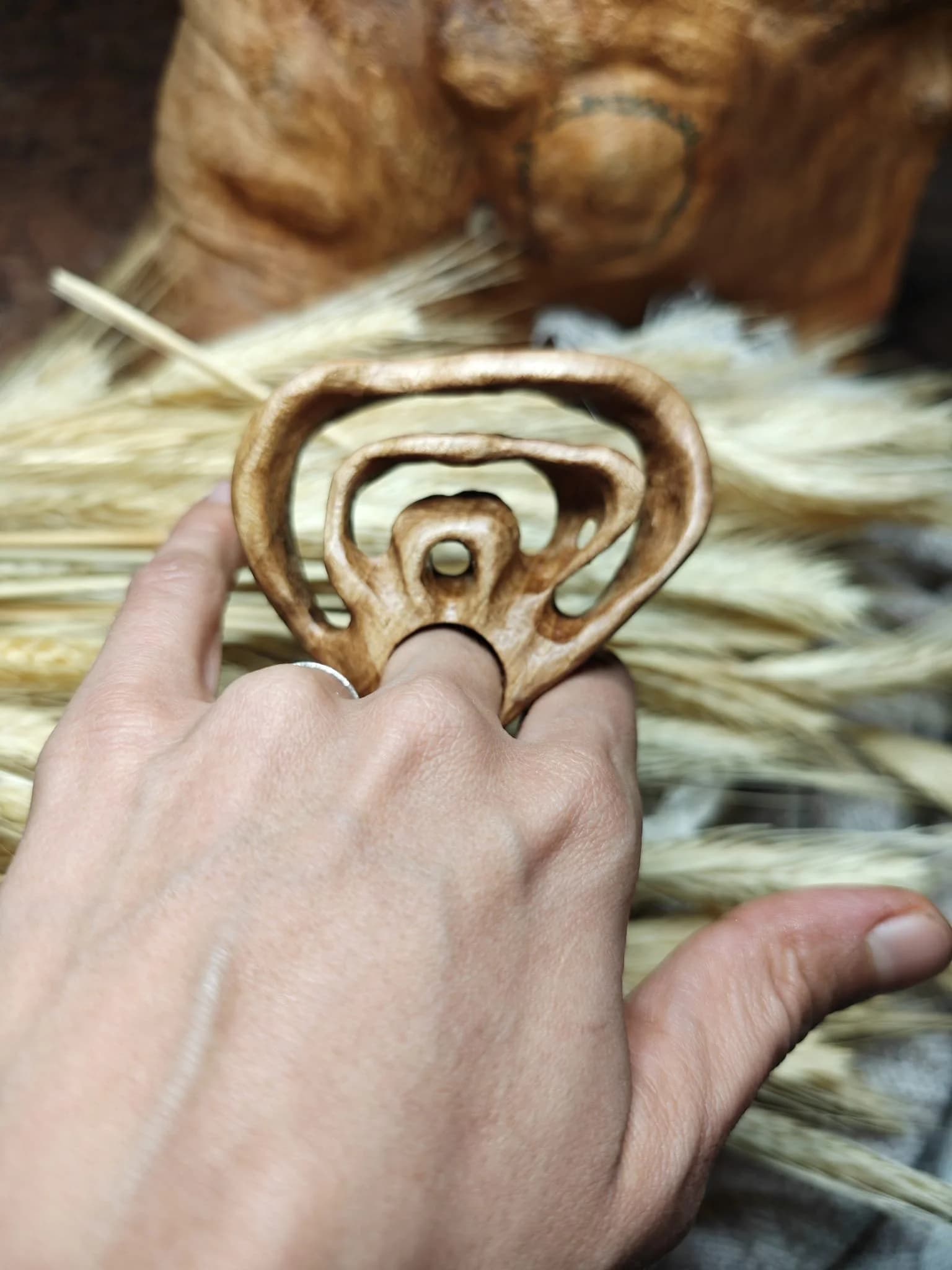Inel sculptural nuc